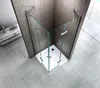 A corner shower cabin in a modern bathroom setting. Produktbild-Vorschau
