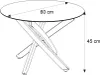 A line drawing of a round coffee table with dimensions indicated. Produktbild-Vorschau