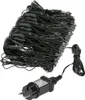 A tangled bundle of black LED string lights with a black power adapter. Produktbild-Vorschau