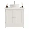 Meuble sous-vasque blanc avec portes, étagères en bois et Voir les images du produit 1