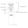 An exploded diagram of a Thermos brand travel mug, showing its various components and assembly. Anteprima dell’immagine prodotto