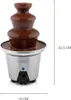 A silver and brown chocolate fountain with measurements indicated. Anteprima dell’immagine prodotto