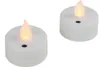 Two white LED tea lights with flickering yellow flames are shown against a white background. Produktbild-Vorschau