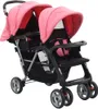 Tandem-Kinderwagen Stahl Rosa und Schwarz Produktbild-Vorschau 1