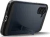 A dark gray phone case with a black frame and a kickstand is shown from a diagonal angle. Anteprima dell’immagine prodotto