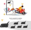 Illustration showing a motorcycle rider using a Bluetooth communication system, with a smartphone displaying a map and connection status. Produktbild-Vorschau