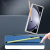 A phone case with a stylus holder is shown in use, with a finger interacting with the stylus. Produktbild-Vorschau