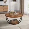 Tribesigns Runde Couchtisch, Industrial 2-Tier-Kreis Produktbild-Vorschau 2
