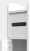 A close-up view of a white bathroom storage unit, showing a drawer with a black handle and a partially open compartment below. Náhled obrázku produktu