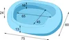 A diagram of a light blue oval pet bed with dimensions indicated by arrows and numbers. Podgląd zdjęcia produktu