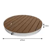 A round outdoor shower base with wooden slats and a silver metal rim, shown against a white background with dimensions indicated. Náhled obrázku produktu