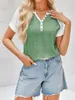 Kurzarm-Sommer-T-Shirt für Damen, Henley-Kragen, Produktbild-Vorschau 3