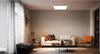 A modern living room with a couch, chair, coffee table, and a ceiling light. Produktbild-Vorschau