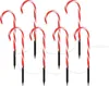 A set of eight candy cane-shaped garden lights arranged on a white background. Voir les images du produit
