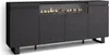A dark gray sideboard with a built-in electric fireplace. Produktbild-Vorschau