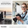 A collage showing a photographer with a camera and a protective case on a beach. Produktbild-Vorschau
