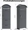 Cassetta per le lettere Wiltec grigia 420 x 240 x 1020 mm, Anteprima dell’immagine prodotto 10