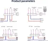 Diagrams showing wiring connections for a smart thermostat. Náhled obrázku produktu