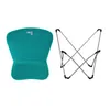 A teal camping chair seat and a silver metal chair frame are shown separately against a white background. Náhľad obrázku produktu