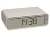 A digital alarm clock with a white casing and a gray frame around the display. Podgląd zdjęcia produktu
