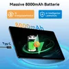 A marketing image for a tablet, highlighting its large battery capacity and charging features. Produktbild-Vorschau