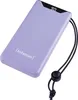 A purple power bank with a digital display and a black lanyard. Voir les images du produit