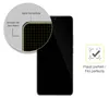 A close-up of a smartphone screen protector being applied to a phone, with text and graphics indicating its features. Produktbild-Vorschau