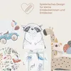 A collage of illustrations for a baby product, featuring animals and playful designs. Podgląd zdjęcia produktu