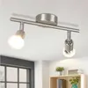 A ceiling light fixture with two adjustable spotlights mounted on a track. Produktbild-Vorschau