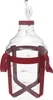 A clear shot of a 25-liter fermentation carboy with a red lid and airlock, and red carrying straps. Produktbild-Vorschau