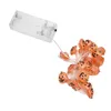 A string of Halloween pumpkin-shaped lights connected to a battery pack, isolated on a white background. Podgląd zdjęcia produktu