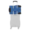 A blue travel trolley is placed on top of a gray trolley. Produktbild-Vorschau