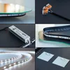A collage of images showing components and details of an LED mirror. Produktbild-Vorschau