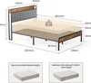 A diagram showing the dimensions of a bed frame, with additional images illustrating recommended mattress heights. Podgląd zdjęcia produktu