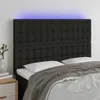 vidaXL LED Kopfteil Schwarz 144x5x118/128 cm Stoff Produktbild-Vorschau 2