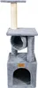 A gray cat tree with multiple levels and a scratching post, shown against a white background. Náhled obrázku produktu