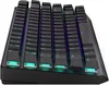 A close-up, angled view of a black mechanical keyboard with RGB backlighting. Produktbild-Vorschau