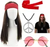 Hippie Kostüm Set 4-teilig für Herren 70er Jahre Karneval Produktbild-Vorschau 6