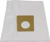 A white vacuum cleaner bag with a brown cardboard collar and a circular opening. Produktbild-Vorschau