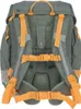 The back of a green and orange backpack is shown against a white background. Voir les images du produit