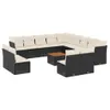 vidaXL 14-tlg. Garten-Sofagarnitur mit Kissen Schwarz Poly Produktbild-Vorschau 1