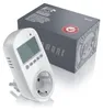 A white electrical socket thermostat is shown in front of its packaging. Anteprima dell’immagine prodotto