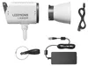 A studio light and its accessories are laid out on a white background. Náhled obrázku produktu