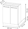 A line drawing diagram of a kitchen cabinet with dimensions indicated. Podgląd zdjęcia produktu