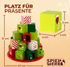 A wooden advent calendar shaped like a Christmas tree, with dimensions indicated. Produktbild-Vorschau