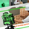 A collage showing a laser level device and a person tiling a wall. Podgląd zdjęcia produktu