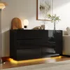 Komoda UnboxG, wysoki połysk, czarny, 160x35x76 cm, bez Podgląd zdjęcia produktu 1