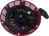 A close-up view of a red and black recoil starter assembly for a small engine. Náhľad obrázku produktu