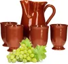 5tlg.-Set: Tonkrug 1L + 4 Tonbecher 175ml Ton-Geschirr Produktbild-Vorschau 1