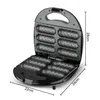 An open hotdog maker with dimensions indicated. Anteprima dell’immagine prodotto